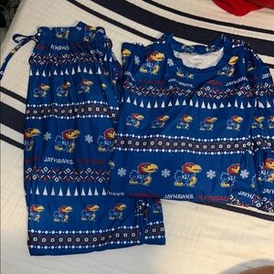 Kansas Jayhawks Adult Christmas Pajama Set